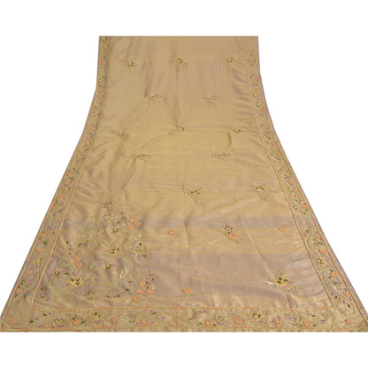 Sanskriti Vintage Golden Purple Dupatta Art Silk Hand Beaded Zardozi Work Stole