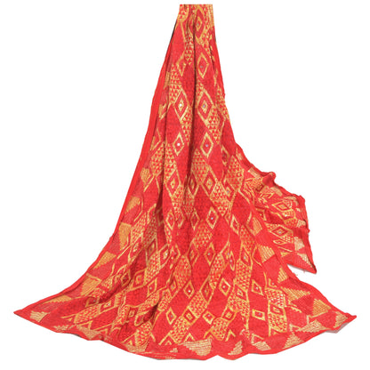 Sanskriti Vintage Heavy Dupatta Pure Crepe Silk Hand Beaded Bagh Phulkari Stole