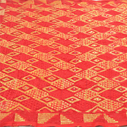 Sanskriti Vintage Heavy Dupatta Pure Crepe Silk Hand Beaded Bagh Phulkari Stole