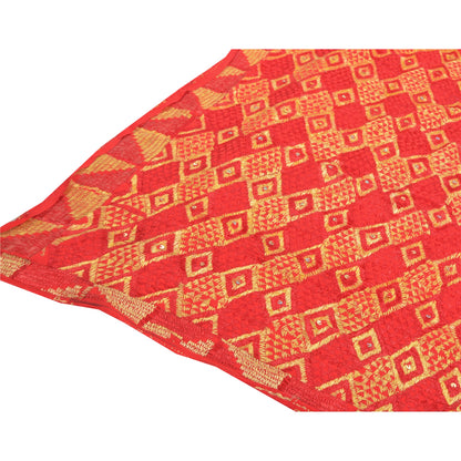 Sanskriti Vintage Heavy Dupatta Pure Crepe Silk Hand Beaded Bagh Phulkari Stole