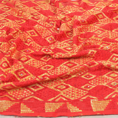 Sanskriti Vintage Heavy Dupatta Pure Crepe Silk Hand Beaded Bagh Phulkari Stole