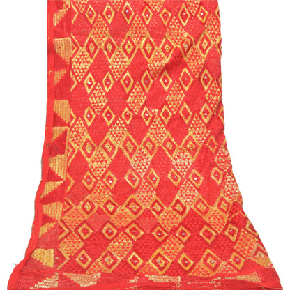 Sanskriti Vintage Heavy Dupatta Pure Crepe Silk Hand Beaded Bagh Phulkari Stole