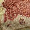 Sanskriti Vintage Dark Red Dupatta Pure Cotton Handmade Bandhani Gharchola Stole