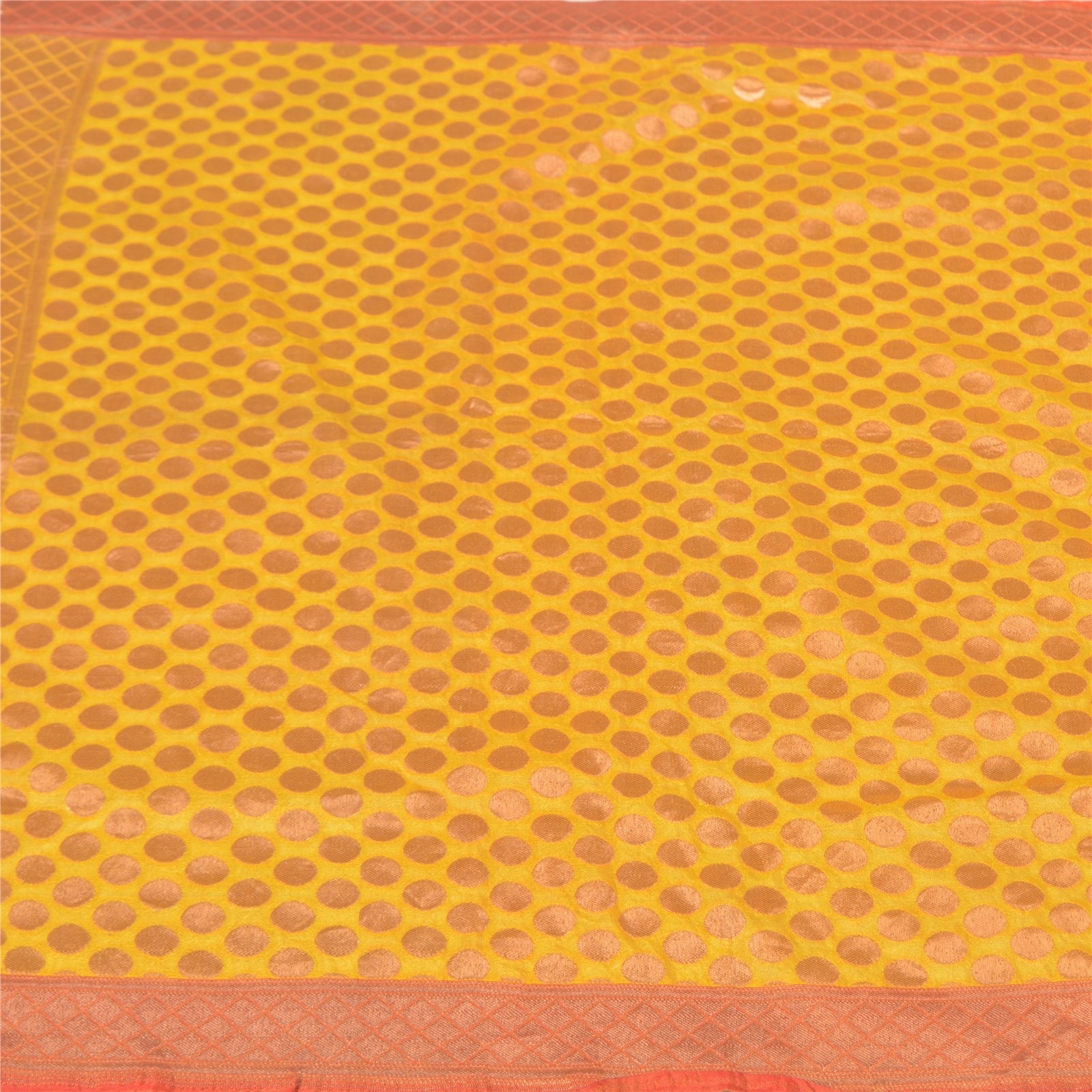 Sanskriti Vintage Heavy Dupatta Art Silk Yellow Woven Brocade Zari Party Scarves