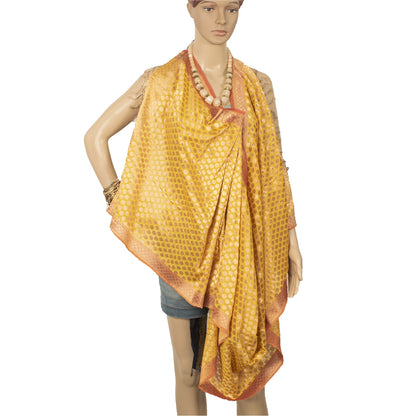 Санскритские винтажные тяжелые шарфы-дупатта из шелка желтого цвета из парчи Zari для вечеринок