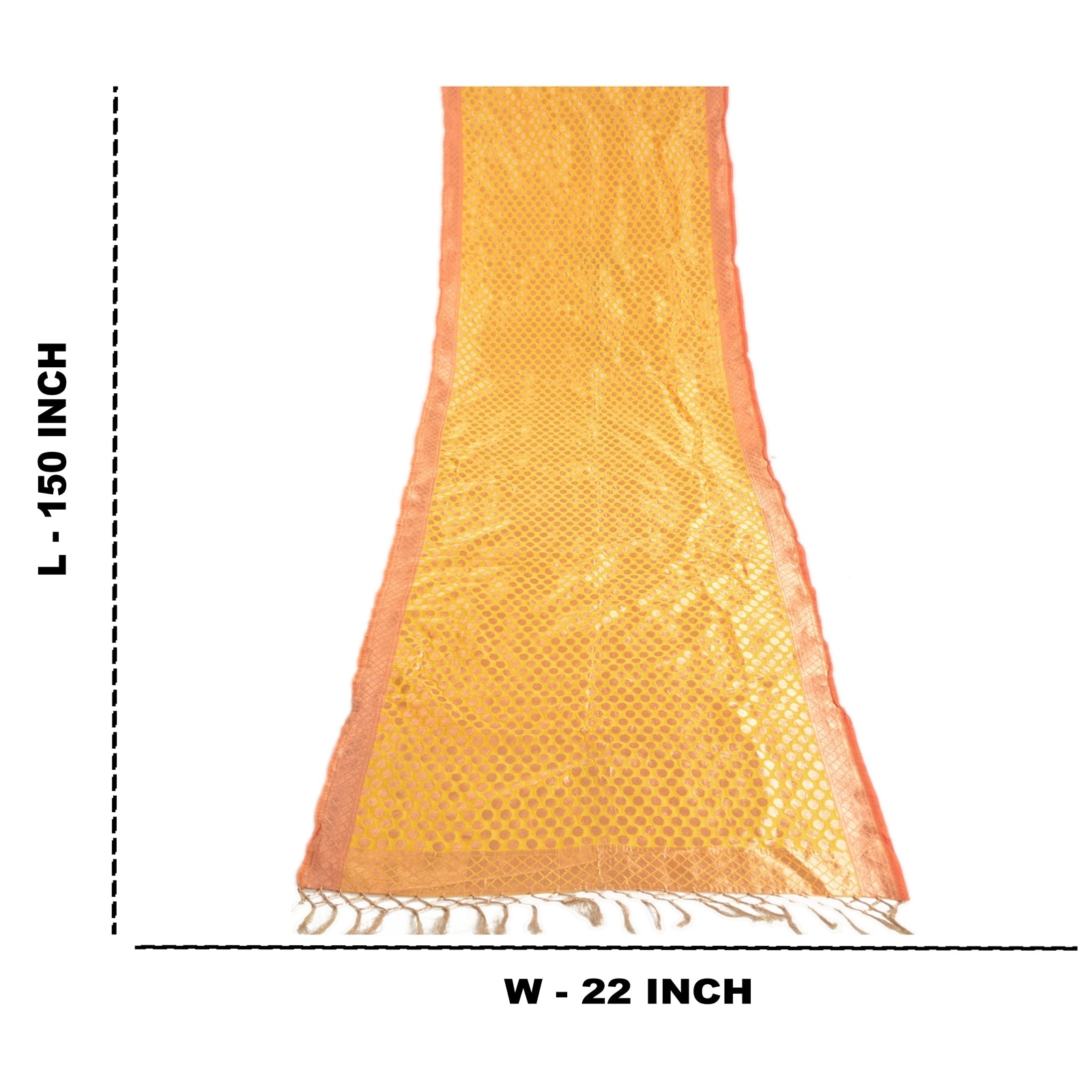 Sanskriti Vintage Heavy Dupatta Art Silk Yellow Woven Brocade Zari Party Scarves