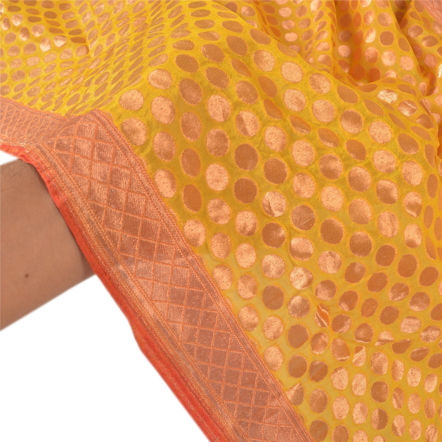 Санскритские винтажные тяжелые шарфы-дупатта из шелка желтого цвета из парчи Zari для вечеринок