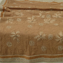 Load image into Gallery viewer, Sanskriti Vintage Brown Dupatta Pure Georgette Silk Hand Beaded Zari Stole
