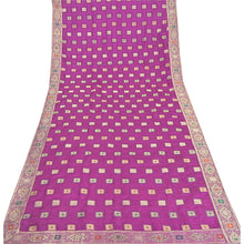 Load image into Gallery viewer, Sanskriti Vintage Purple Long Dupatta/Stole Pure Satin Woven Brocade/Banarasi
