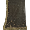 Sanskriti Vintage Long Dupatta Net Mesh Black Hand Beaded Zardozi Wrap Stole