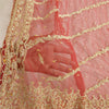 Sanskriti Vintage Long Dupatta Net Mesh Red Hand Beaded Zardozi Wedding Stole