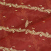 Sanskriti Vintage Long Dupatta Net Mesh Red Hand Beaded Zardozi Wedding Stole