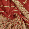 Sanskriti Vintage Long Dupatta Net Mesh Red Hand Beaded Zardozi Wedding Stole