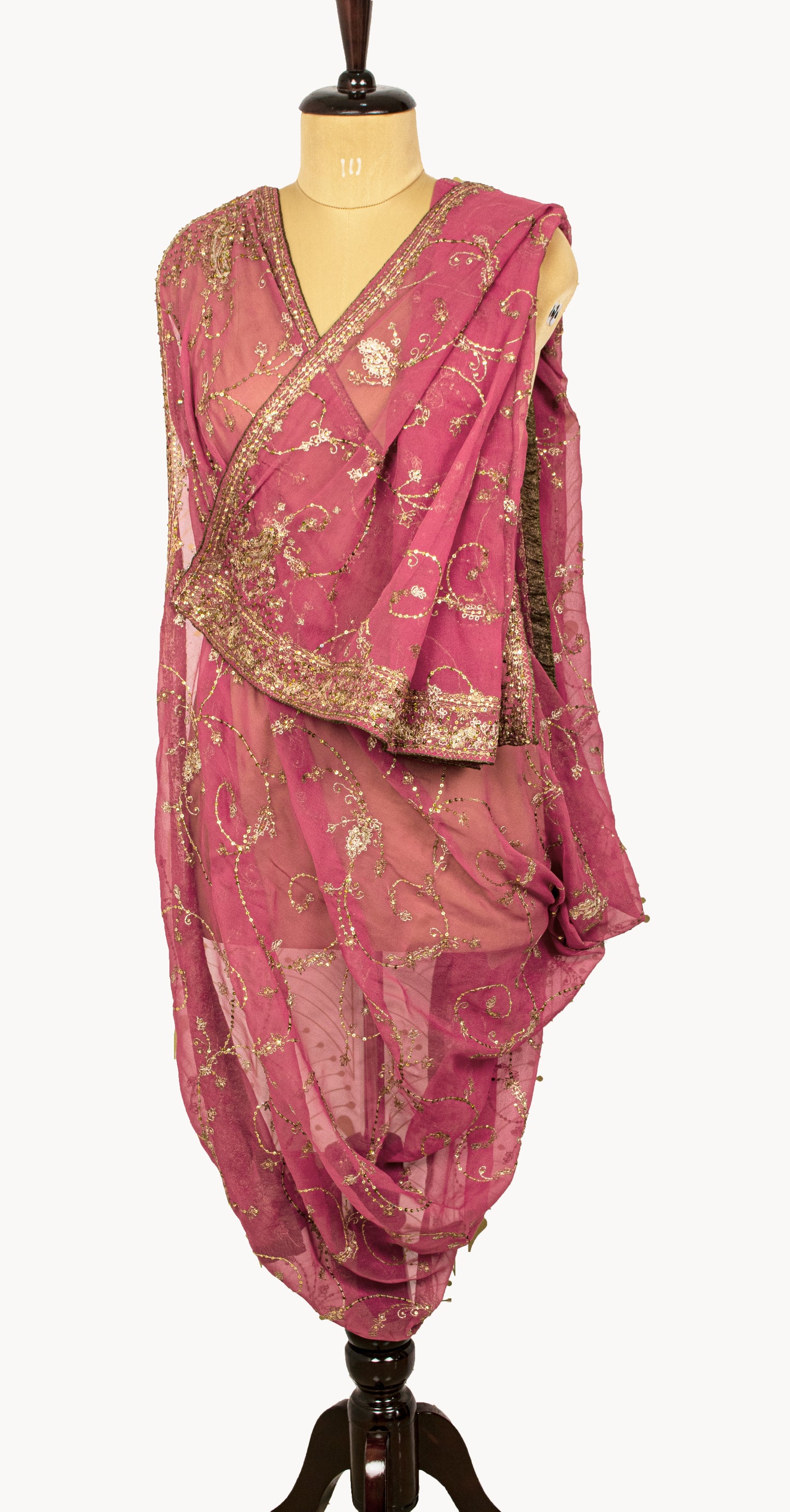Sanskriti Vintage Pink Pure Georgette Silk Dupatta Stole Embroidered Zari Sequins Create Dresses, Kaftan, Skirt, Projects Decor, Sewing