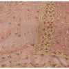 Sanskriti Vintage Pink Net Mesh Dupatta Hand Embroidery Zardozi Dabka Neck Stole