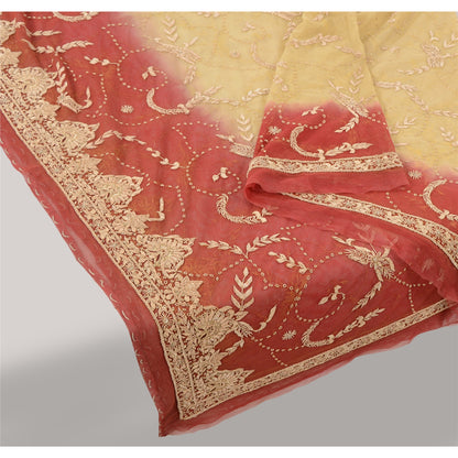 Sanskriti Vintage Dupatta Long Stole Net Mesh Hand Beaded Premium Wrap Scarves