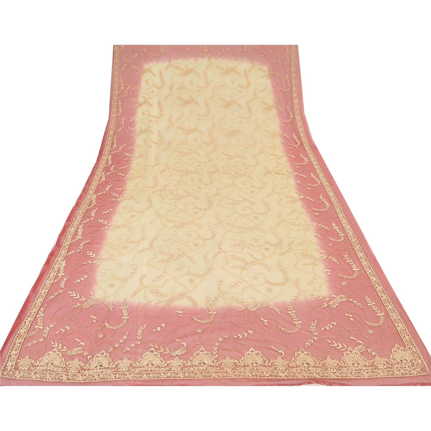 Sanskriti Vintage Dupatta Long Stole Net Mesh Hand Beaded Premium Wrap Scarves