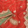 Sanskriti Vintage Red Wedding Dupatta Long Stole Pure Silk Hand Beaded Scarves