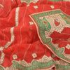 Sanskriti Vintage Red Wedding Dupatta Long Stole Pure Silk Hand Beaded Scarves