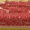 Sanskriti Vintage Red Dupatta Long Stole Pure Silk Hand Beaded Premium Wrap Veil