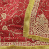 Sanskriti Vintage Red Dupatta Long Stole Pure Silk Hand Beaded Premium Wrap Veil