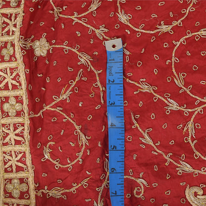 Sanskriti Vintage Red Dupatta Long Stole Pure Silk Hand Beaded Premium Wrap Veil