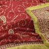 Sanskriti Vintage Red Dupatta Long Stole Pure Silk Hand Beaded Premium Wrap Veil