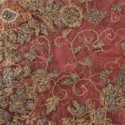 Sanskriti Vintage Mauve Dupatta Long Stole Net Hand Beaded Premium Wrap Scarves