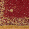 Sanskriti Vintage Red Dupatta Long Stole Pure Chiffon Hand Beaded Ethnic Scarves