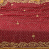 Sanskriti Vintage Red Dupatta Long Stole Pure Chiffon Hand Beaded Ethnic Scarves