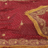 Sanskriti Vintage Red Dupatta Long Stole Pure Chiffon Hand Beaded Ethnic Scarves
