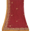 Sanskriti Vintage Red Dupatta Long Stole Pure Chiffon Hand Beaded Ethnic Scarves