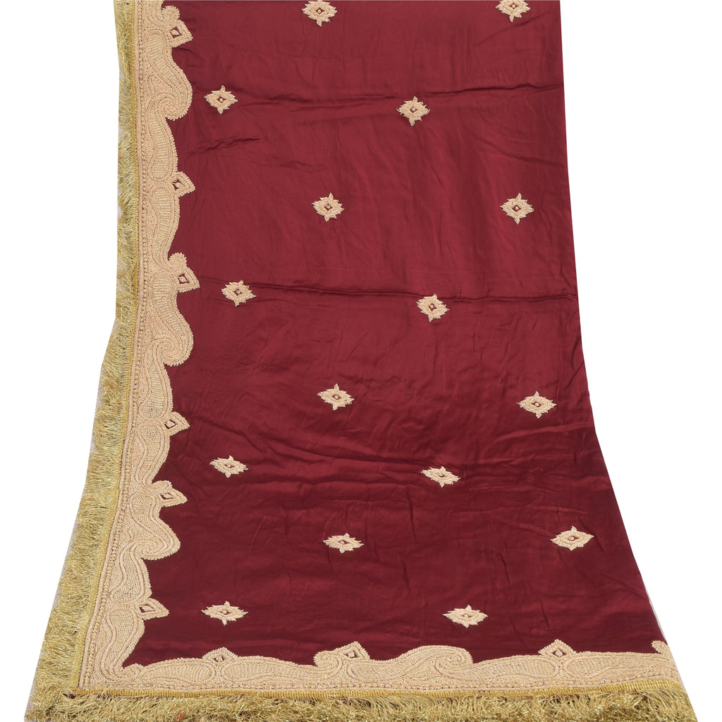 Sanskriti Vintage Red Dupatta Long Stole Pure Silk Hand Beaded Premium Wrap Veil