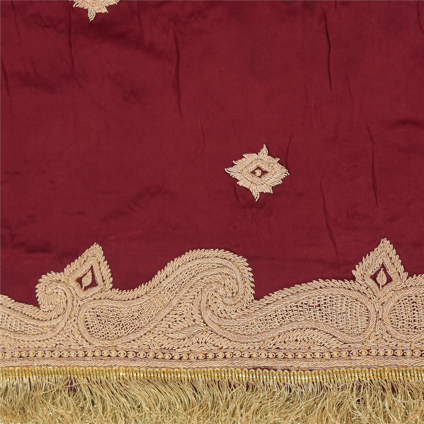 Sanskriti Vintage Red Dupatta Long Stole Pure Silk Hand Beaded Premium Wrap Veil