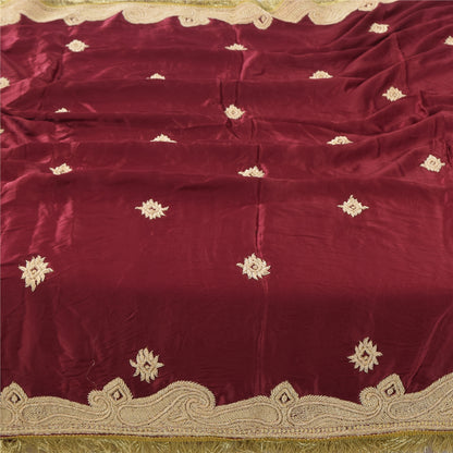 Sanskriti Vintage Red Dupatta Long Stole Pure Silk Hand Beaded Premium Wrap Veil