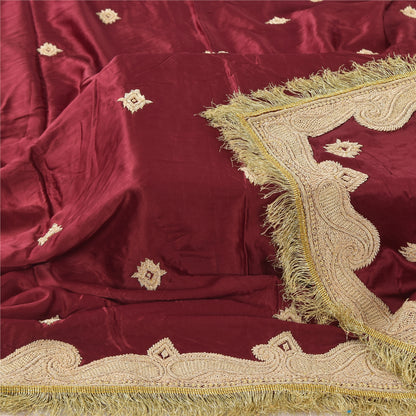 Sanskriti Vintage Red Dupatta Long Stole Pure Silk Hand Beaded Premium Wrap Veil