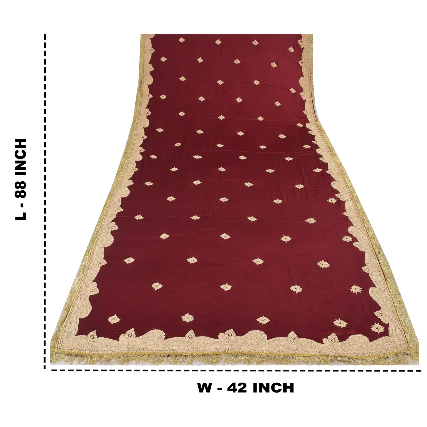 Sanskriti Vintage Red Dupatta Long Stole Pure Silk Hand Beaded Premium Wrap Veil