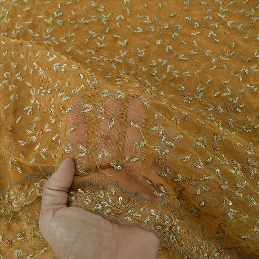 Санскрити Винтаж Желтый Дупатта Длинный Палантин Сетка Ручной Работы Бисером Премиум Шарфы