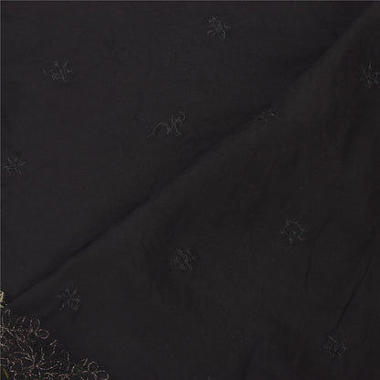 Sanskriti Vintage Black Dupatta Long Stole Pure Silk Hand Beaded Premium Scarves