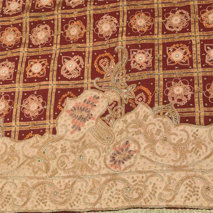 Sanskriti Vintage Red Dupatta Long Stole Pure Cotton Gharchola Bandhani Scarves