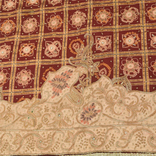 Sanskriti Vintage Red Dupatta Long Stole Pure Cotton Gharchola Bandhani Scarves