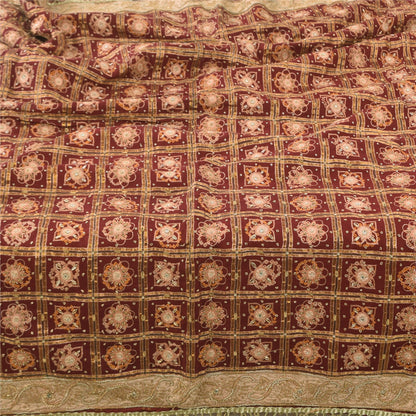 Sanskriti Vintage Red Dupatta Long Stole Pure Cotton Gharchola Bandhani Scarves