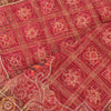 Sanskriti Vintage Red Dupatta Long Stole Pure Cotton Gharchola Bandhani Scarves