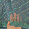 Sanskriti Vintage Dupatta/Stole Net Mesh Blue Hand Beaded Zardozi Scarves Veil