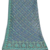 Sanskriti Vintage Dupatta/Stole Net Mesh Blue Hand Beaded Zardozi Scarves Veil