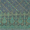 Sanskriti Vintage Dupatta/Stole Net Mesh Blue Hand Beaded Zardozi Scarves Veil