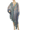 Sanskriti Vintage Dupatta/Stole Net Mesh Blue Hand Beaded Zardozi Scarves Veil