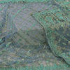Sanskriti Vintage Dupatta/Stole Net Mesh Blue Hand Beaded Zardozi Scarves Veil