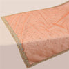 Sanskriti Vintage Orange Net Dupatta Hand Beaded Zari Zardozi Neck Stole Fabric