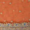Sanskriti Vintage Orange Net Dupatta Hand Beaded Zari Zardozi Neck Stole Fabric